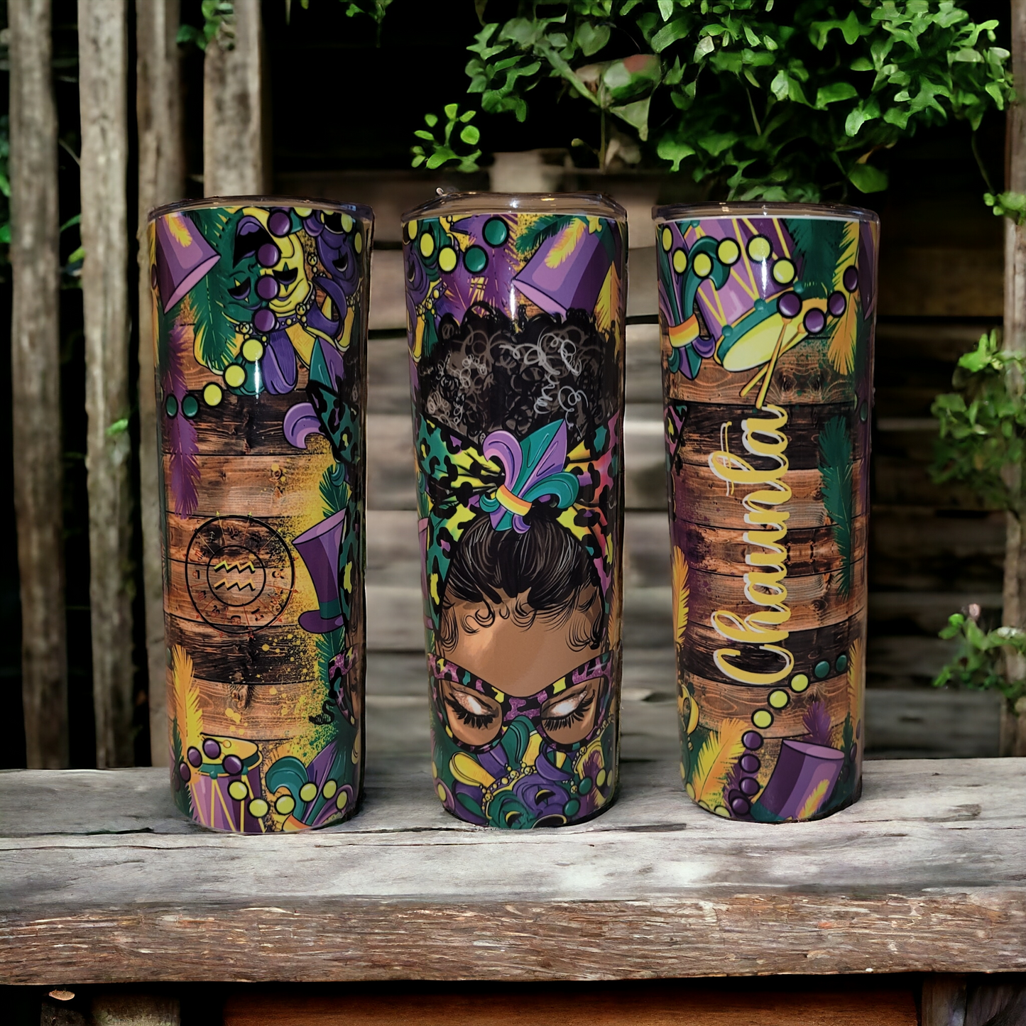 Mardi Gras sublimation tumblers