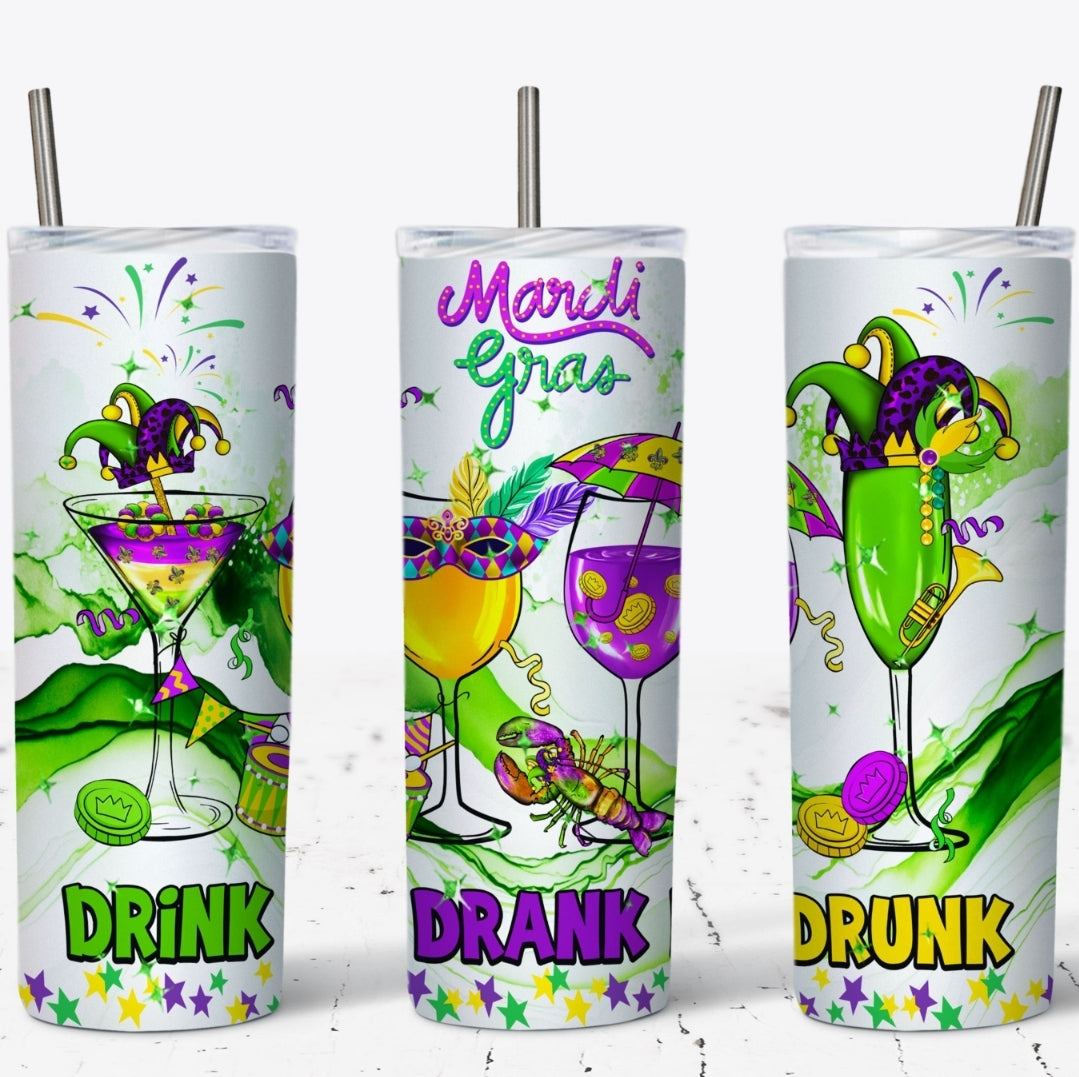 Mardi Gras sublimation tumblers