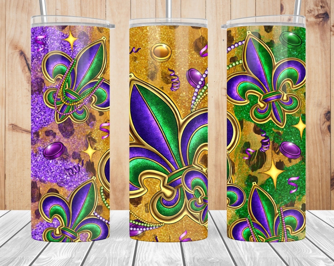 Mardi Gras sublimation tumblers