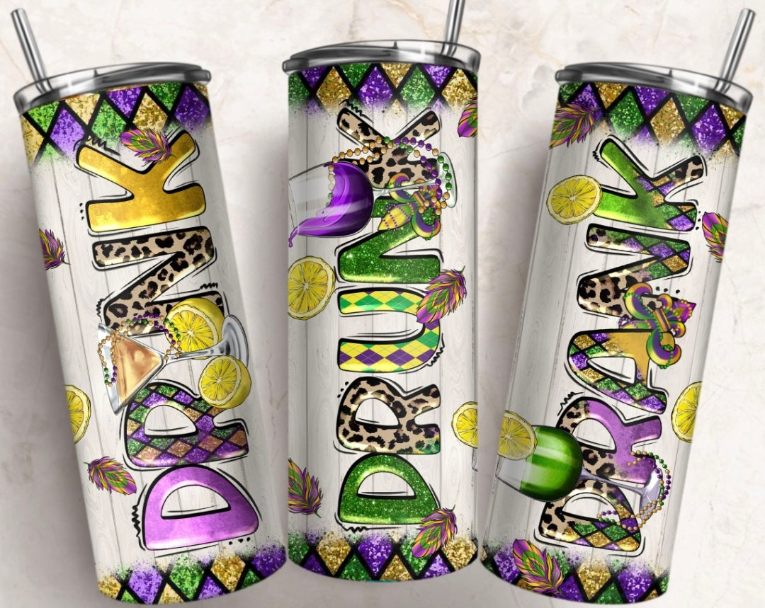 Mardi Gras sublimation tumblers