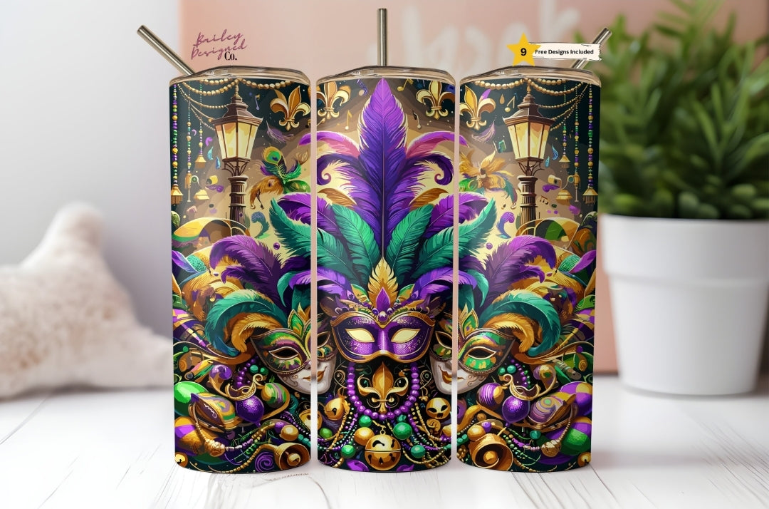 Mardi Gras sublimation tumblers