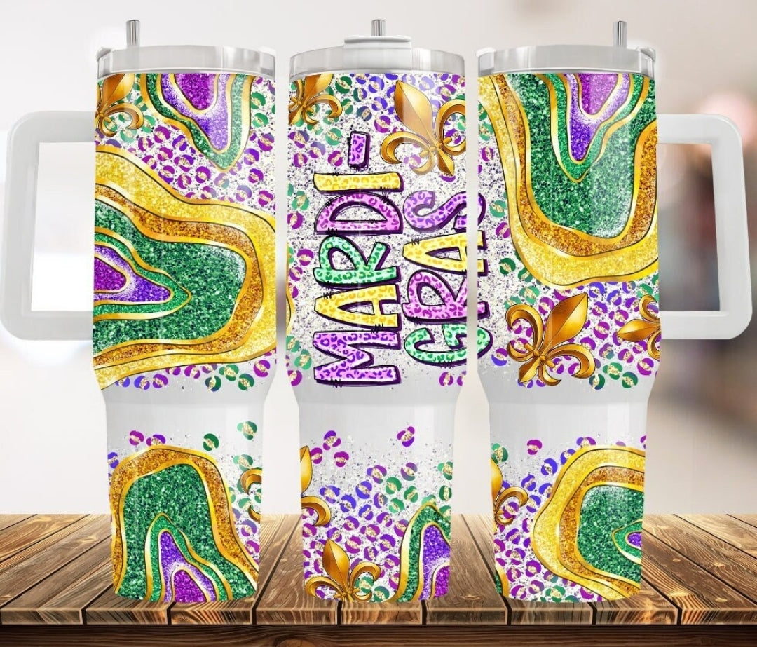 Mardi Gras sublimation tumblers