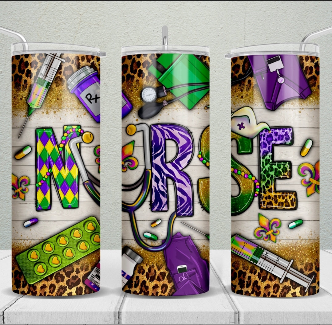 Mardi Gras sublimation tumblers