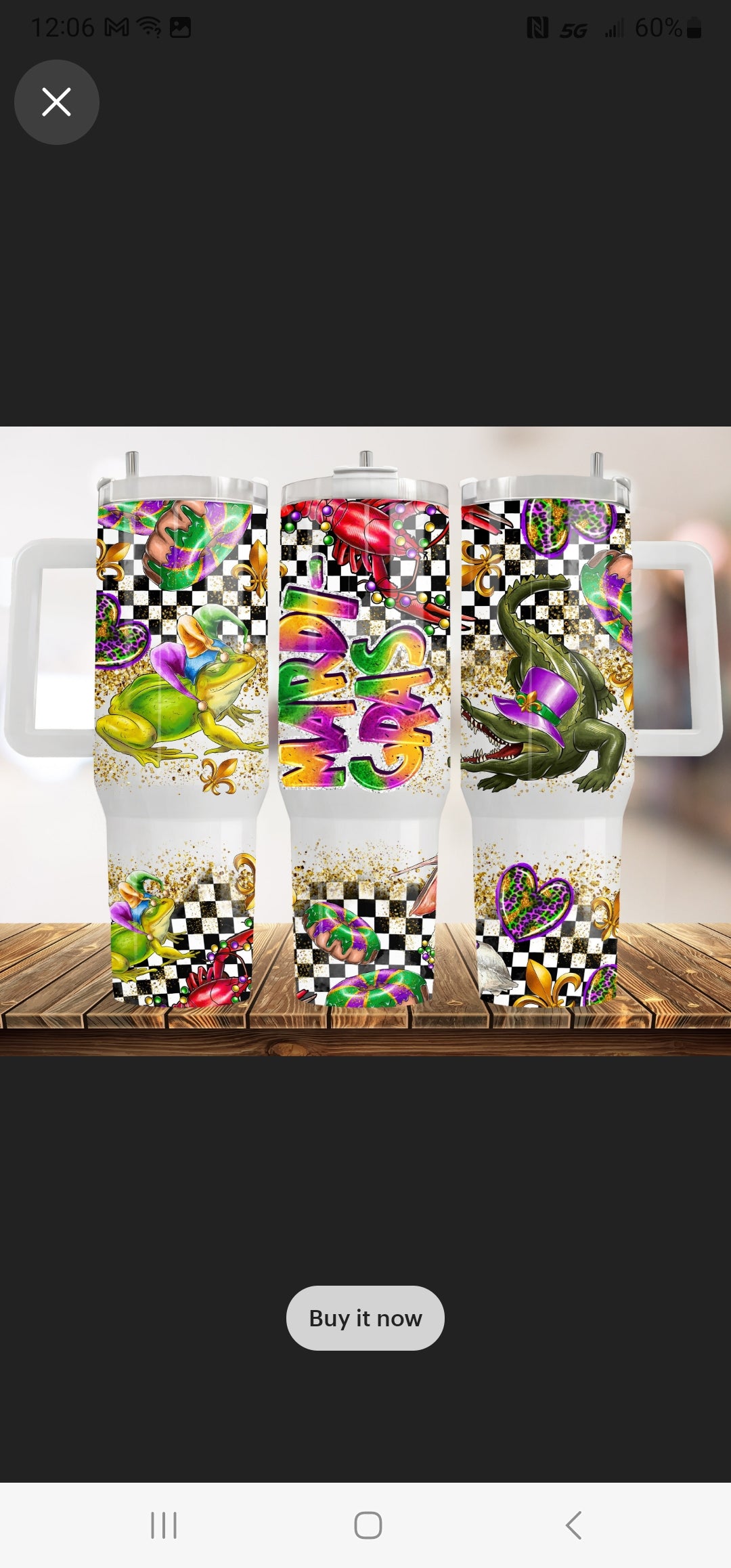 Mardi Gras sublimation tumblers